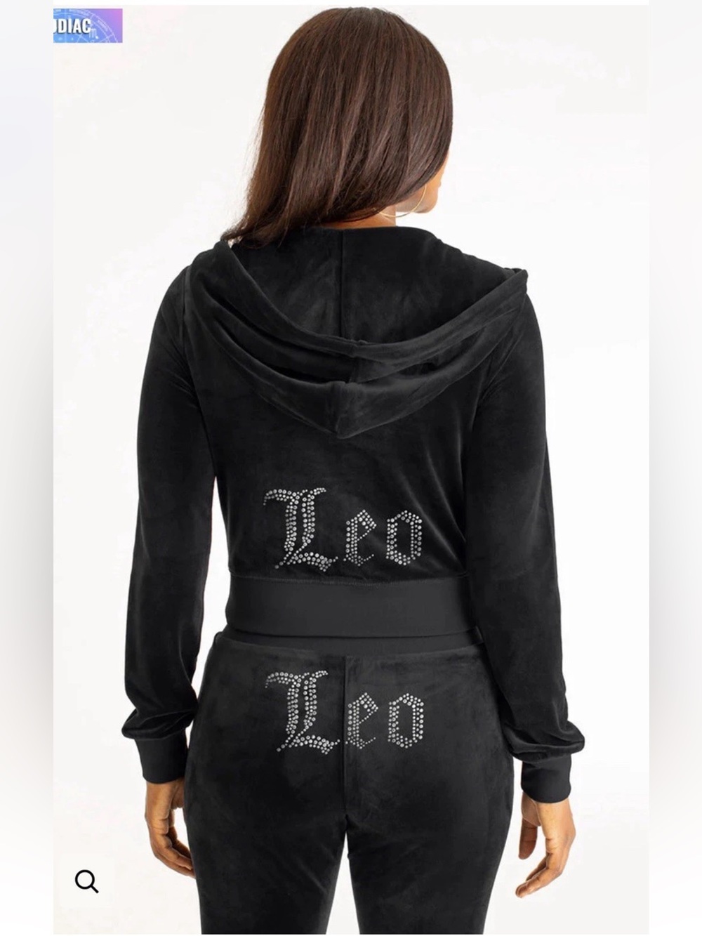 Juicy Couture Black Velour Zodiac Leo Tracksuit Set Size Small New!
